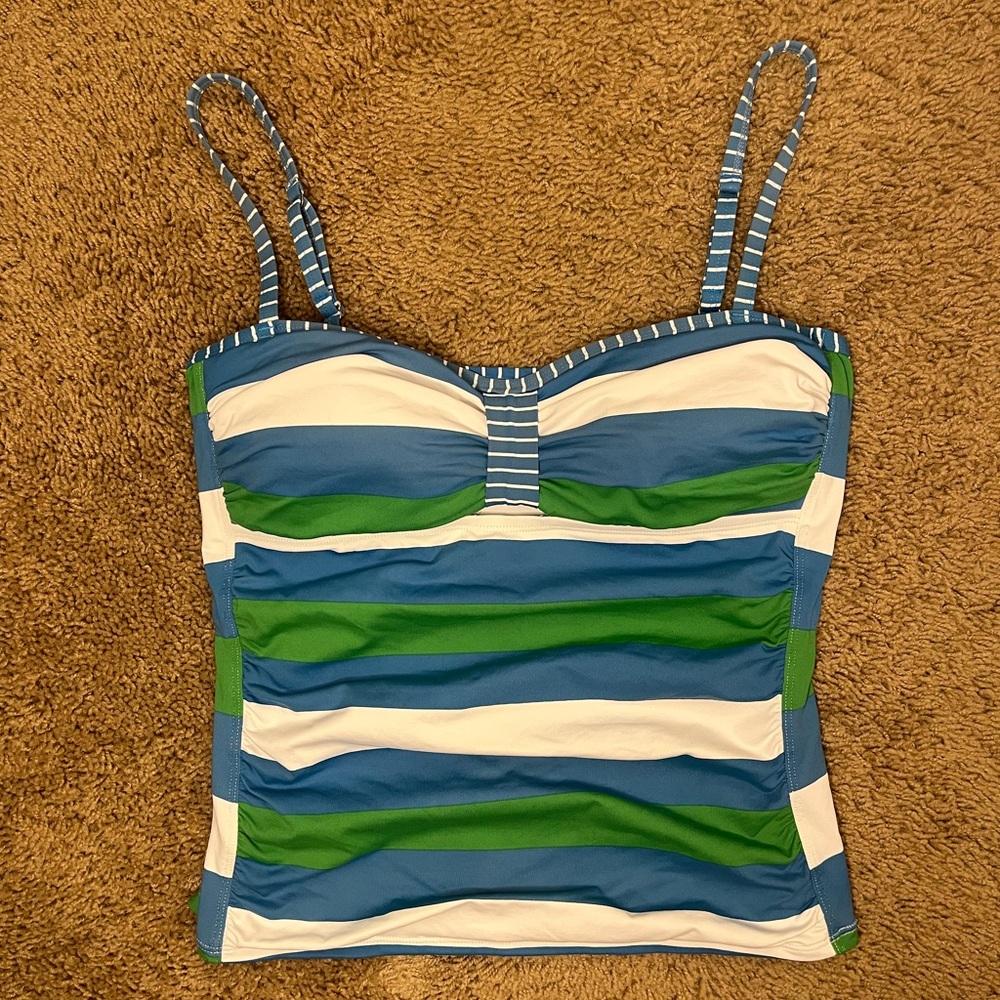 Tommy Bahama Blue and Green Striped Tankini Top